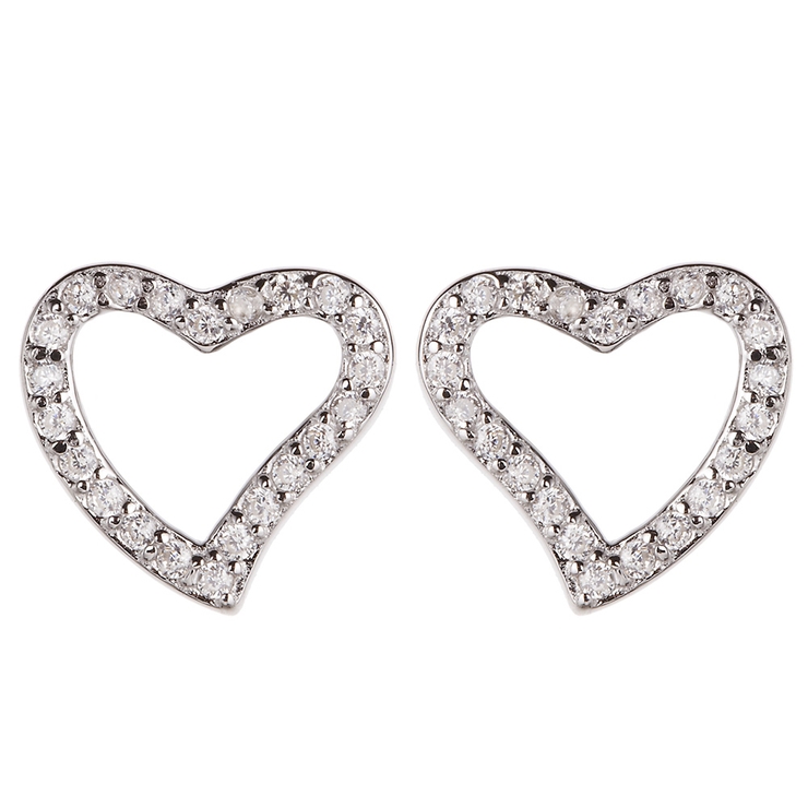 シルバー925スタッドピアス キュービックジルコニアを並べたオープンハートピアス… | アクセサリーショップPIENA | 詳細画像4 