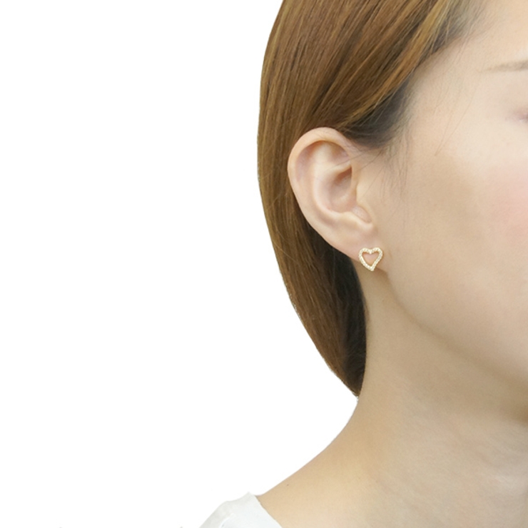 シルバー925スタッドピアス キュービックジルコニアを並べたオープンハートピアス… | アクセサリーショップPIENA | 詳細画像8 