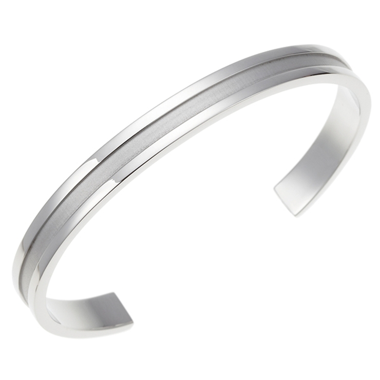メンズブレスレット グレーのラインが入ったバングル サージカルステンレス | アクセサリーショップPIENA | 詳細画像1 
