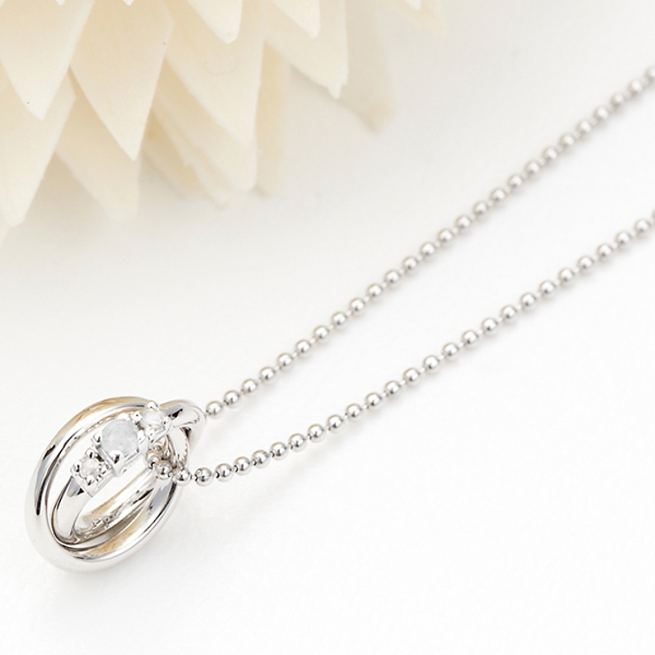 天然ダイヤとブルームーンストーン2連リングトップネックレス 6月の誕生石 ベビー… | アクセサリーショップPIENA | 詳細画像1 