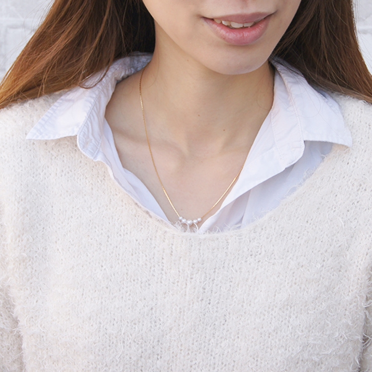 5粒パールのブランコネックレス ショートネックレス 長さが自由に変えられるスライ… | アクセサリーショップPIENA | 詳細画像9 