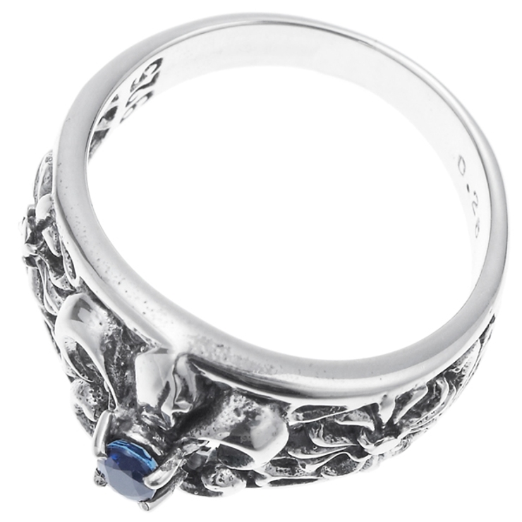 メンズリング 指輪 シルバー925 サファイヤ ユリ アラベスク柄 紋章