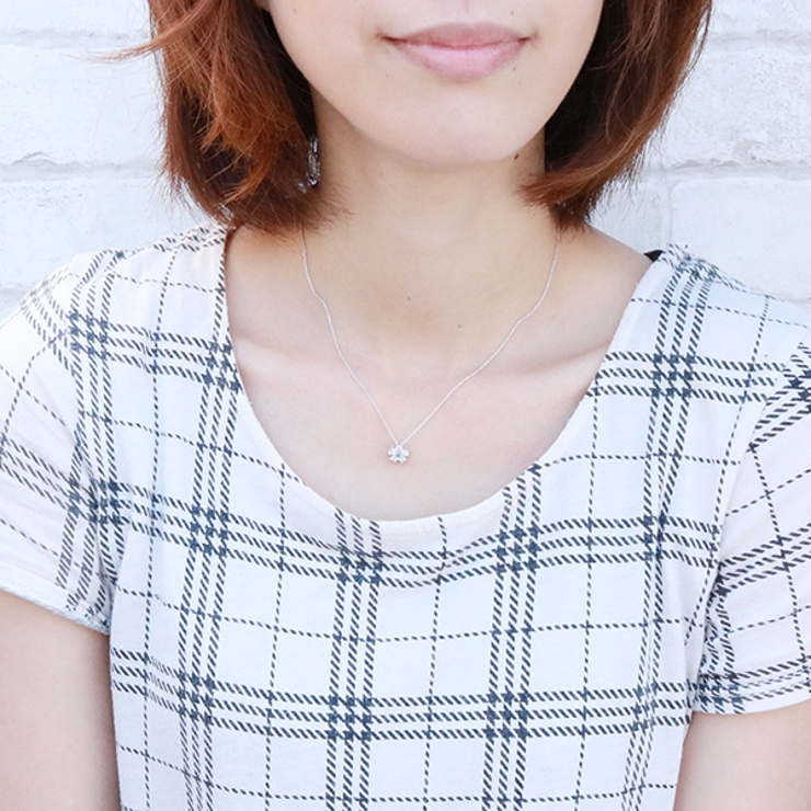 フラワーモチーフが美しい天然石ネックレス シルバー925製 キュービックジルコニ… | アクセサリーショップPIENA | 詳細画像9 