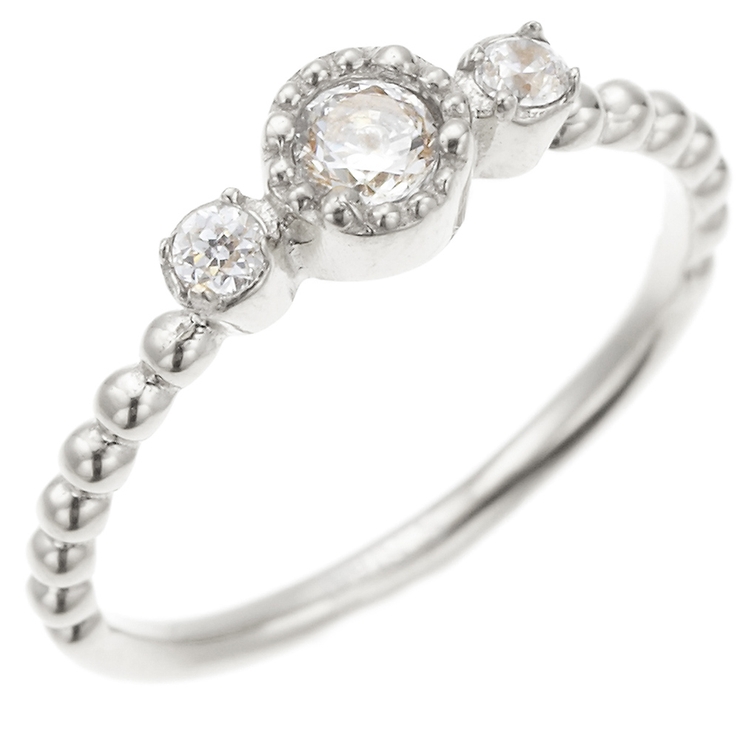 細身プチリング 三石のキュービックジルコニアが輝くリング サイズ3号～13号 | アクセサリーショップPIENA | 詳細画像4 