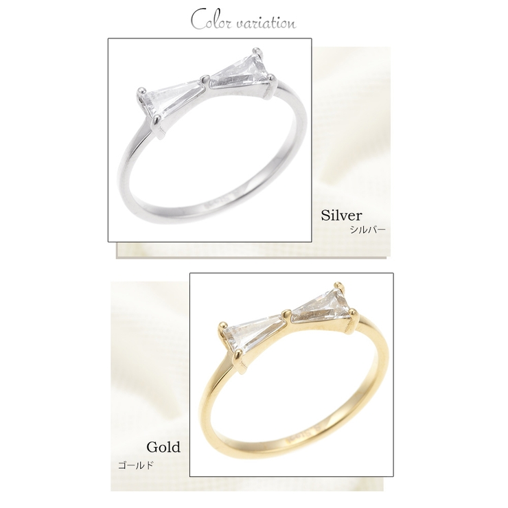 サージカルステンレス製 リボン型にカットしたジルコニアがキュートなリング サイズ… | アクセサリーショップPIENA | 詳細画像2 