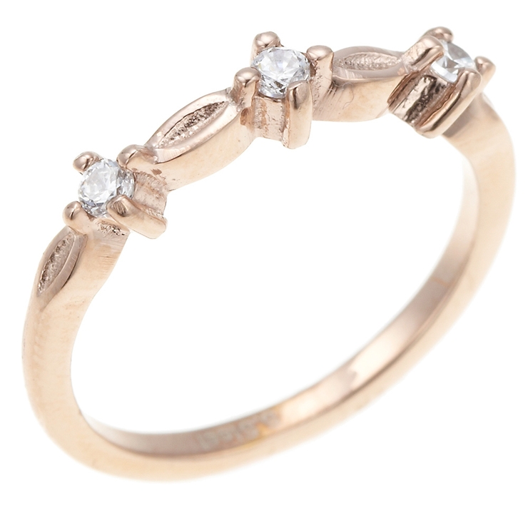 細身プチリング 3粒キュービックジルコニア 小さなお花が指先に咲いたようなデザイ… | アクセサリーショップPIENA | 詳細画像5 