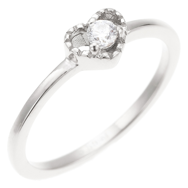 細身プチリング ハートに1粒キュービックジルコニア シュガーリング | アクセサリーショップPIENA | 詳細画像4 