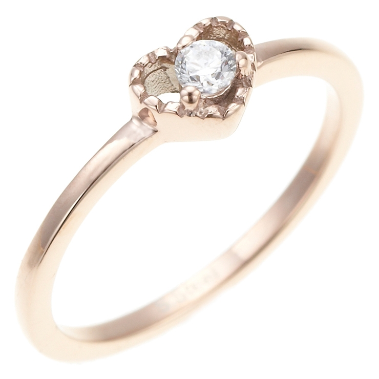 細身プチリング ハートに1粒キュービックジルコニア シュガーリング | アクセサリーショップPIENA | 詳細画像5 