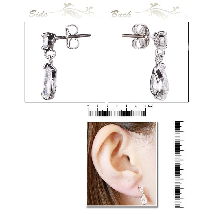 キュービックジルコニアが揺れる！チタン製ポストのピアス 滴 ティアドロップ | アクセサリーショップPIENA | 詳細画像3 