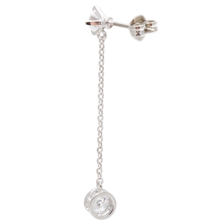 チタンポストのスタッドピアス 丸くカットされたキュービックジルコニアをチェーンで… | アクセサリーショップPIENA | 詳細画像6 