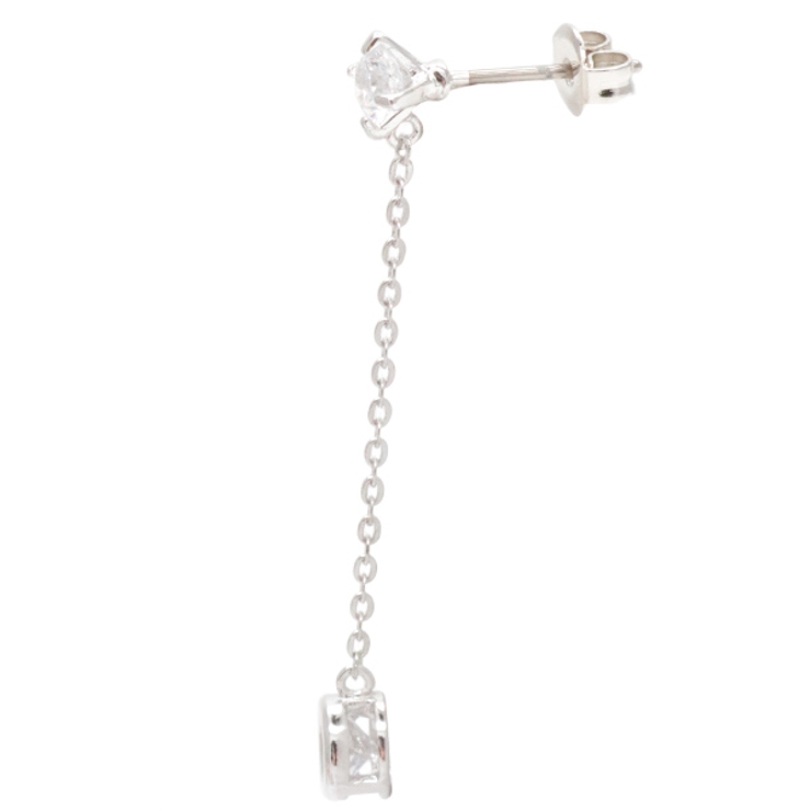 チタンポストのスタッドピアス 丸くカットされたキュービックジルコニアをチェーンで… | アクセサリーショップPIENA | 詳細画像5 