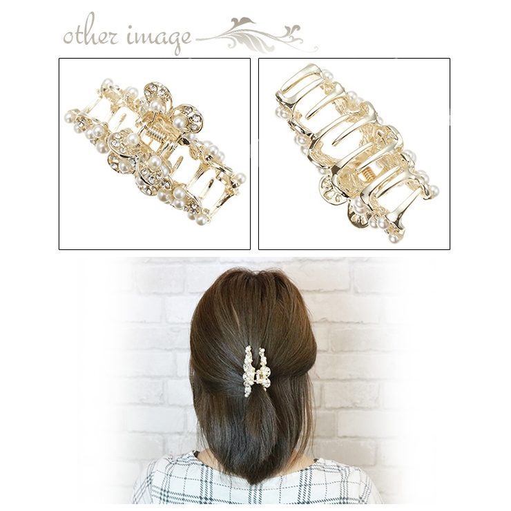 ゴールド透かしフラワーのヘアクリップ バンスクリップ 五弁花