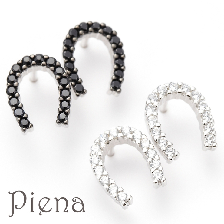 キュービックジルコニア馬蹄モチーフピアス シルバー925製 ホースシュー | アクセサリーショップPIENA | 詳細画像1 