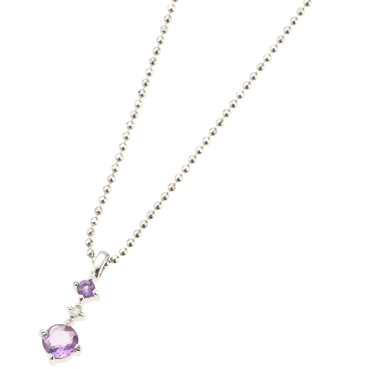 シルバー925 アメジスト スリーストーンネックレス | アクセサリーショップPIENA | 詳細画像1 