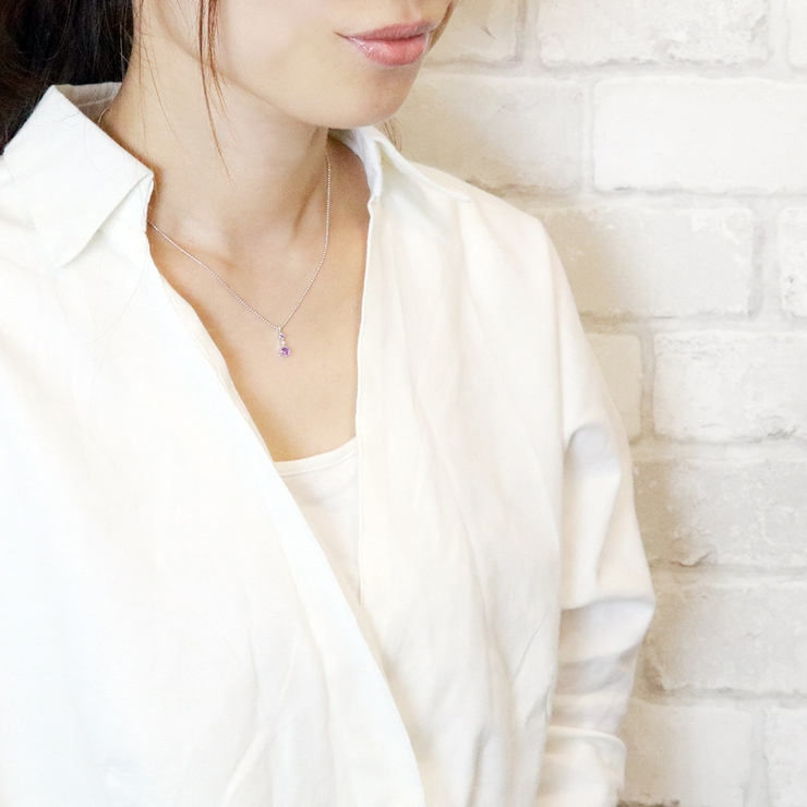 シルバー925 アメジスト スリーストーンネックレス | アクセサリーショップPIENA | 詳細画像7 