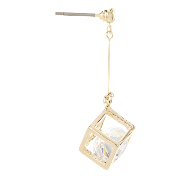 キューブの中にジルコニアを閉じ込めたフリンジピアス チタン製ポスト ニッケルフリ… | アクセサリーショップPIENA | 詳細画像7 