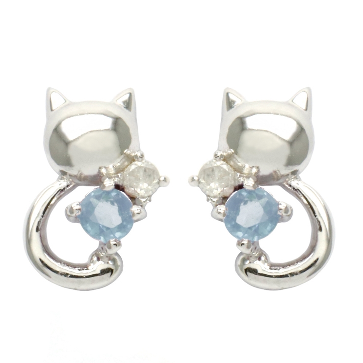 丸まったしっぽねこの天然石ピアス ダイヤモンド 誕生石 | アクセサリーショップPIENA | 詳細画像15 