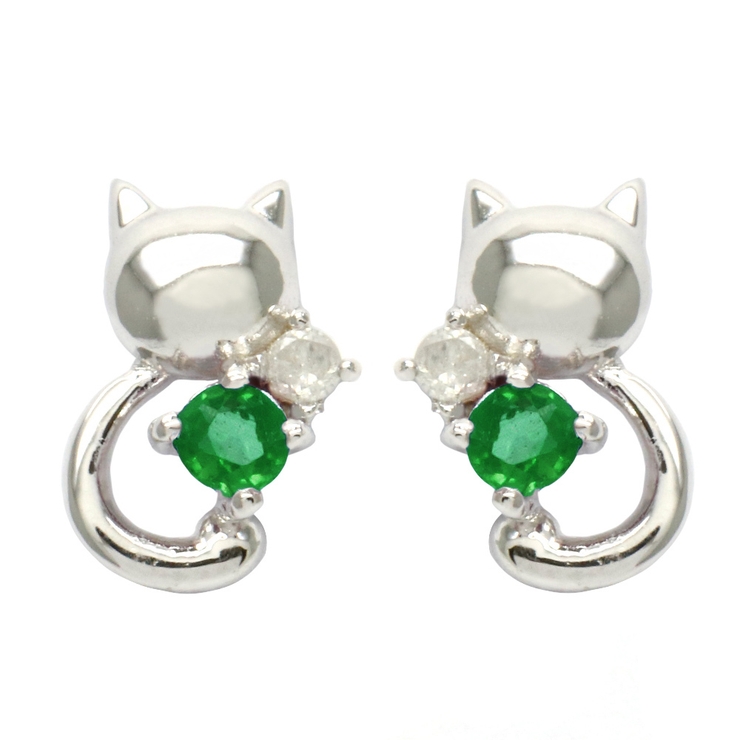 丸まったしっぽねこの天然石ピアス ダイヤモンド 誕生石 | アクセサリーショップPIENA | 詳細画像9 