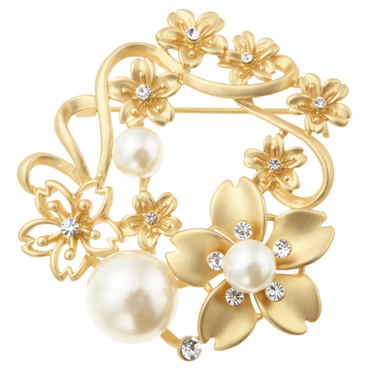 マットな桜リースブローチ パール ストーン | アクセサリーショップPIENA | 詳細画像5 