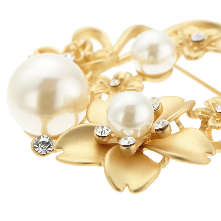 マットな桜リースブローチ パール ストーン | アクセサリーショップPIENA | 詳細画像6 