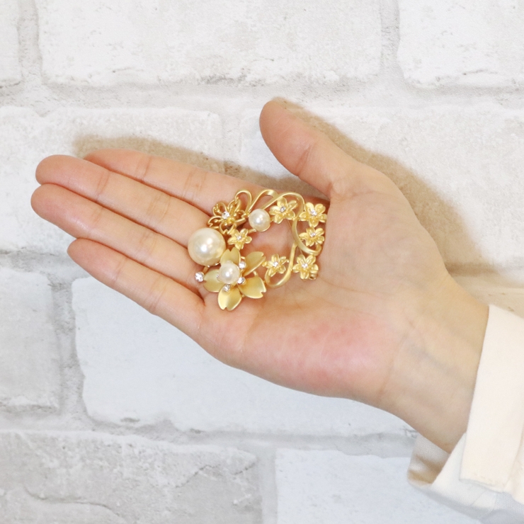 マットな桜リースブローチ パール ストーン | アクセサリーショップPIENA | 詳細画像9 