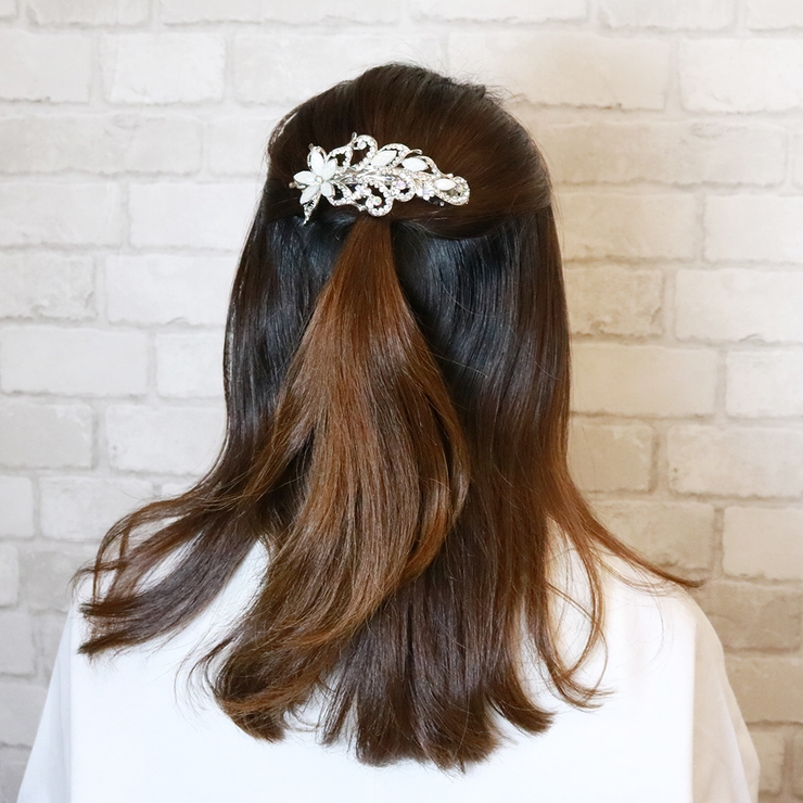 大きめフラワーヘアバレッタ 蝶々 バタフライ[品番：PENA0026643