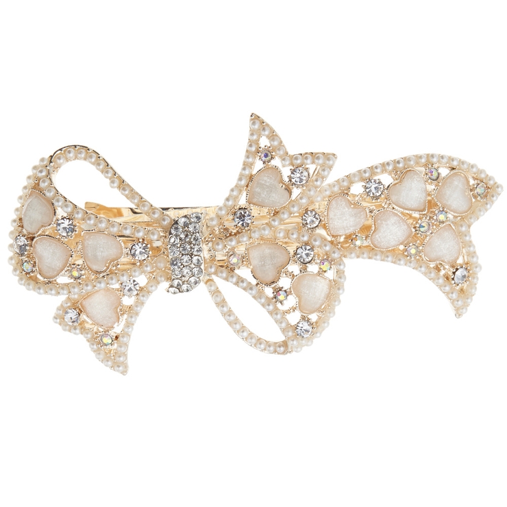 パールリボンヘアバレッタ ハート ストーン | アクセサリーショップPIENA | 詳細画像4 