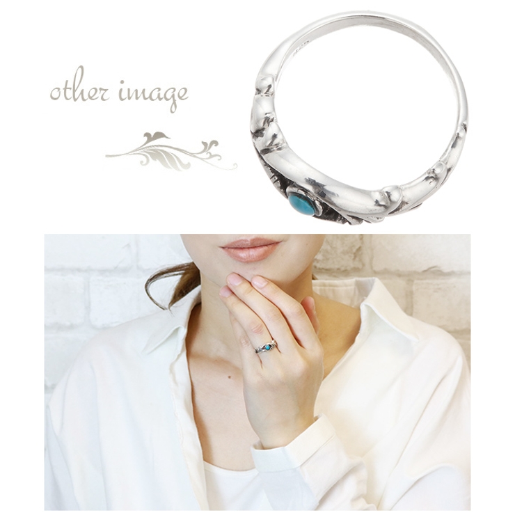 アラベスクとターコイズのシルバー925製リング 唐草模様 透かし柄 | アクセサリーショップPIENA | 詳細画像3 