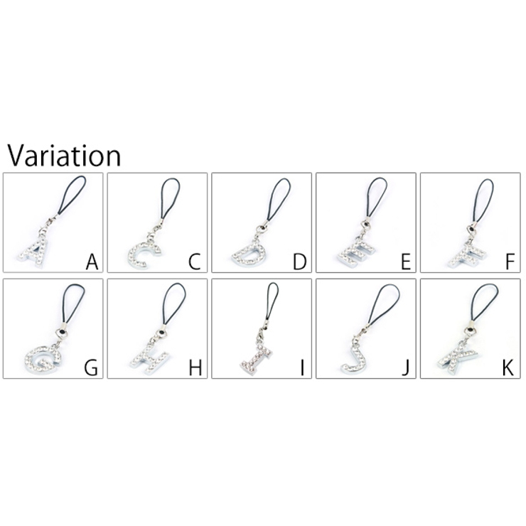 キラキライニシャルストラップ シルバーメタル クリアストーン | アクセサリーショップPIENA | 詳細画像2 