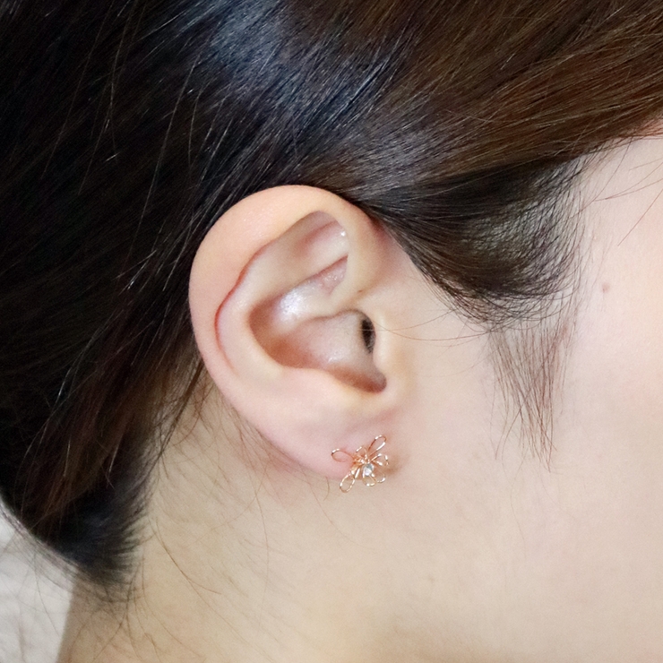 6点セット ワイヤーフラワーとラインストーンのセットピアス 低金属アレルギー | アクセサリーショップPIENA | 詳細画像8 
