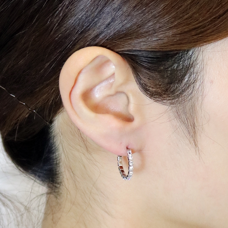 フープピアス レディース ラインストーンのエタニティ | アクセサリーショップPIENA | 詳細画像9 