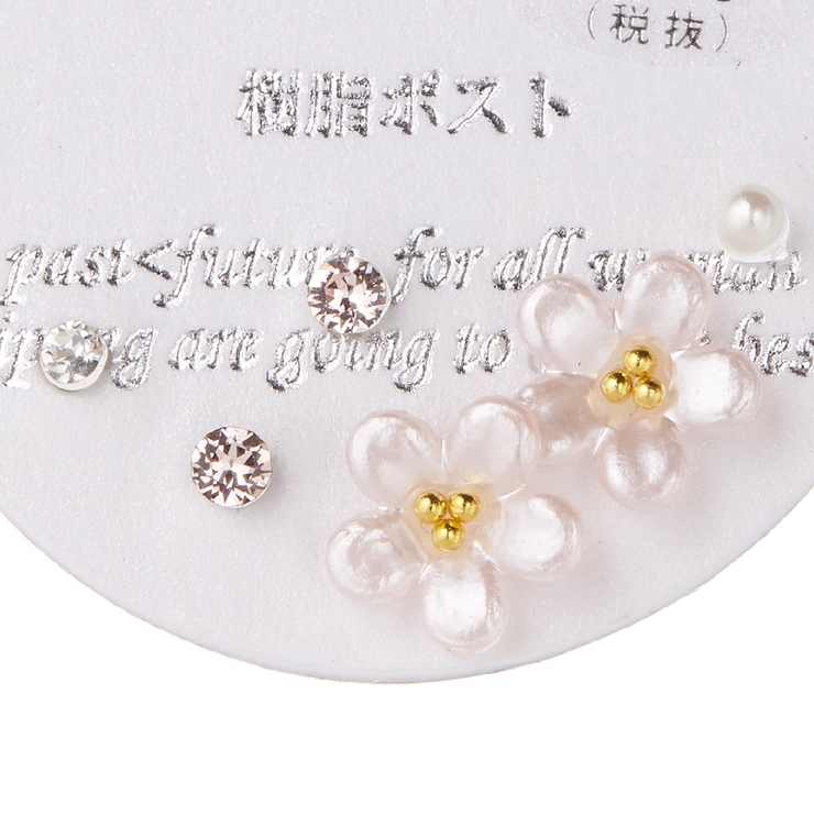 かわいい小花とラインストーンのセットピアス クリアカラー パールラメ | アクセサリーショップPIENA | 詳細画像4 