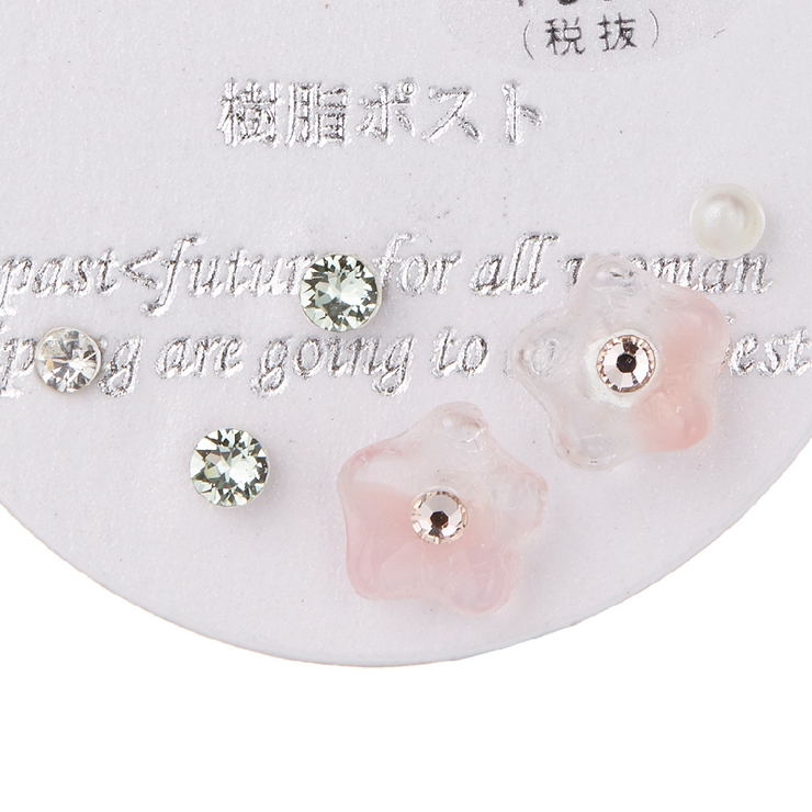 かわいい小花とラインストーンのセットピアス クリアカラー パールラメ | アクセサリーショップPIENA | 詳細画像5 