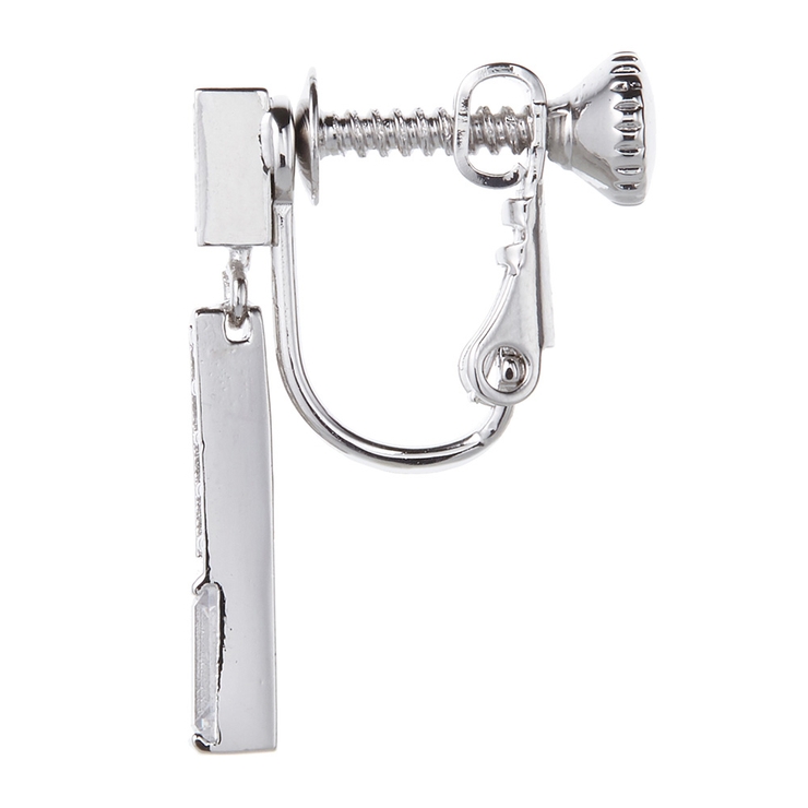 キュービックジルコニアバーが揺れるネジ式イヤリング シルバー メタル | アクセサリーショップPIENA | 詳細画像5 