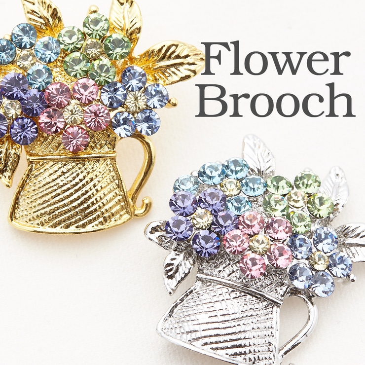 ジャケットの襟元を飾りつけるフラワーブーケブローチ ストール ニッケルフリー | アクセサリーショップPIENA | 詳細画像1 