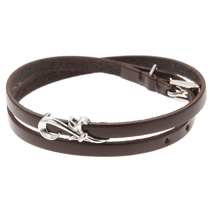 アラベスク細身レザーブレスレット シルバー925製 こげ茶色 | アクセサリーショップPIENA | 詳細画像4 