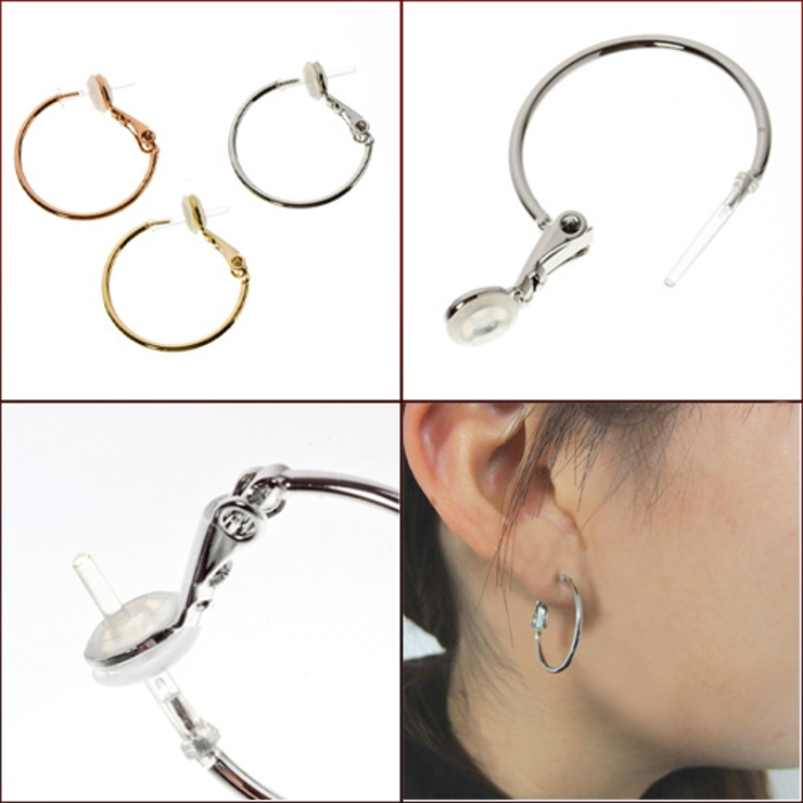 スタイリッシュなフープピアスノンアレルギー樹脂ポスト使用で安心シルバー ピンクゴ… | アクセサリーショップPIENA | 詳細画像2 