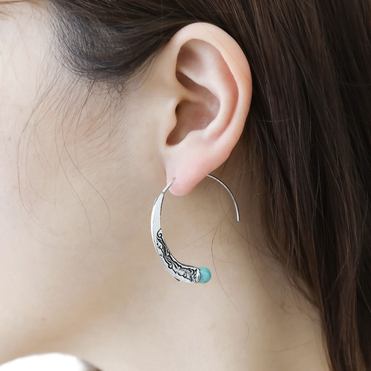 ハーフフープピアス レディース フェイクターコイズ | アクセサリーショップPIENA | 詳細画像5 