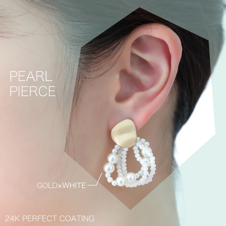 プレート連パールフープピアス レディース ゴールド | アクセサリーショップPIENA | 詳細画像12 