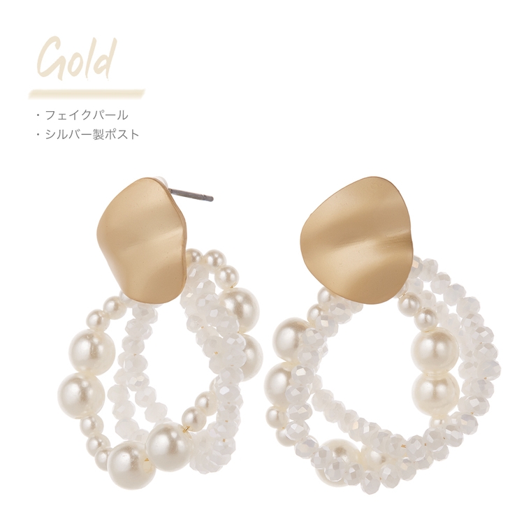 プレート連パールフープピアス レディース ゴールド | アクセサリーショップPIENA | 詳細画像13 