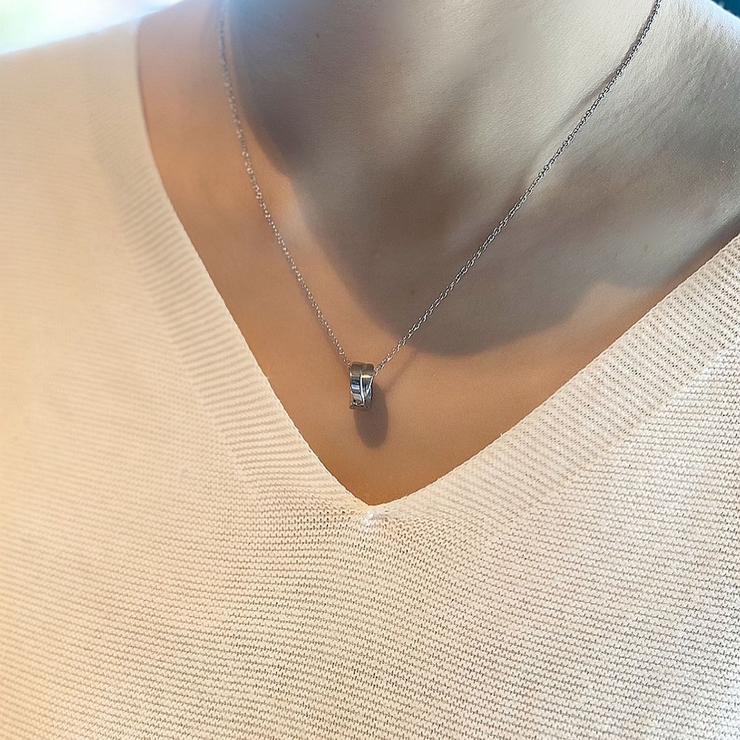 天然ダイヤモンド サージカルステンレス316L製 2つのリングがクロスしたペンダ… | アクセサリーショップPIENA | 詳細画像6 