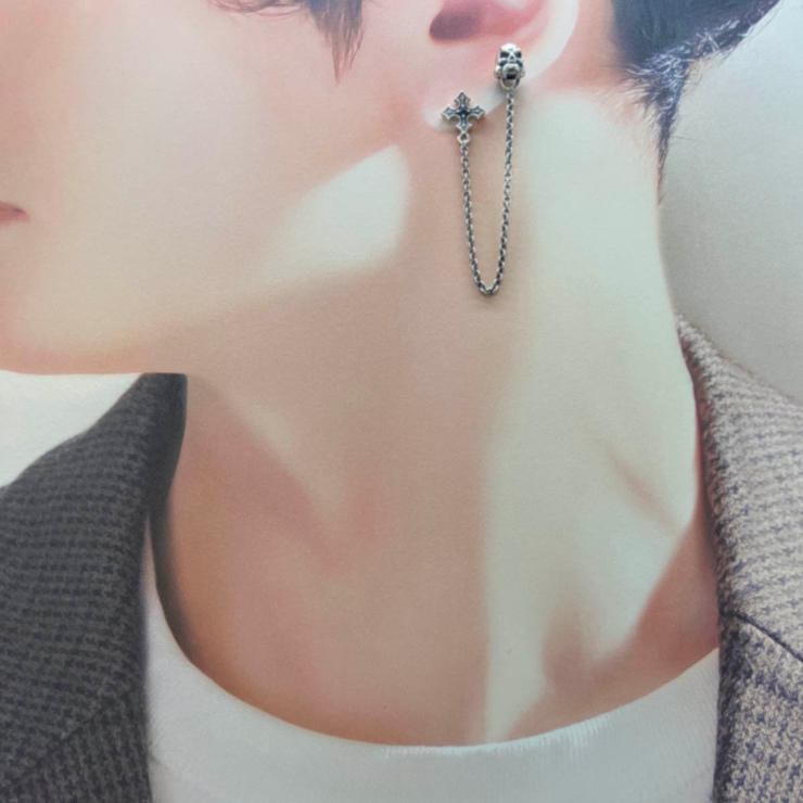 ツーホールピアス メンズ シルバー925[品番：PENA0031383