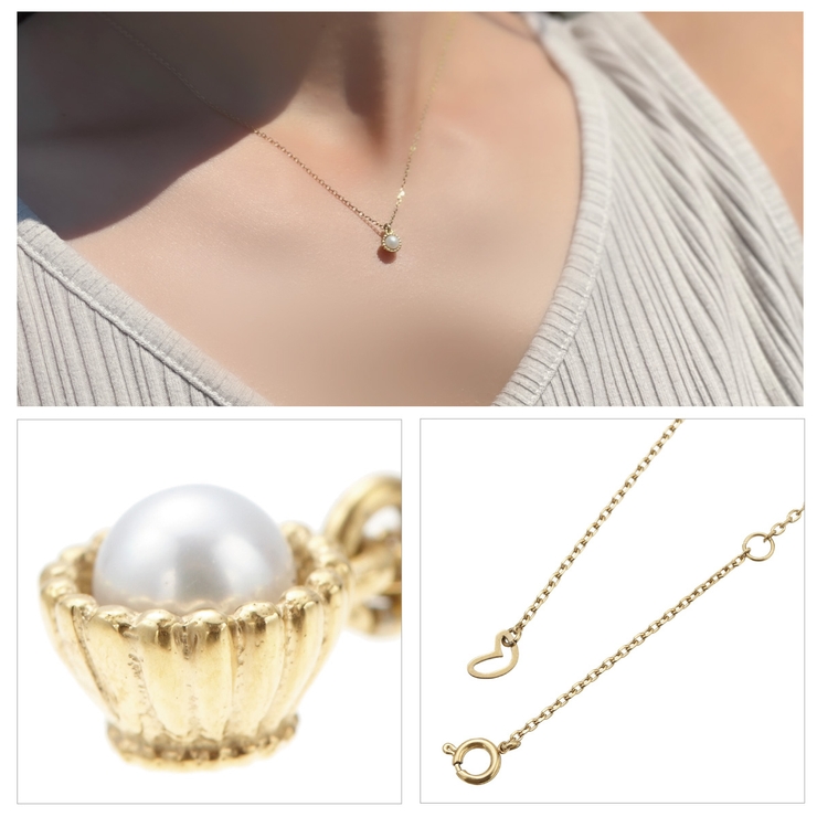 激安通販の 一粒のパールが美しいシンプルなネックレス アズキチェーン アクセサリー