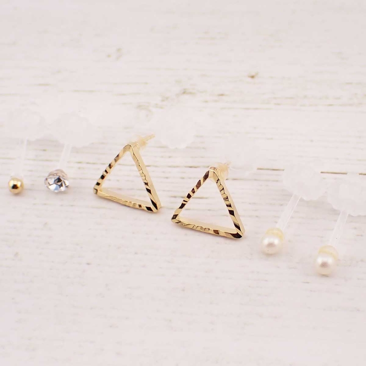 樹脂ピアスセット トライアングル パール | アクセサリーショップPIENA | 詳細画像6 