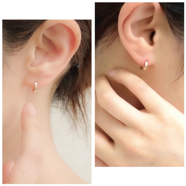 角の有るスタイリッシュな形 カチッと止まるワンタッチフープピアス 中折れタイプ | アクセサリーショップPIENA | 詳細画像6 