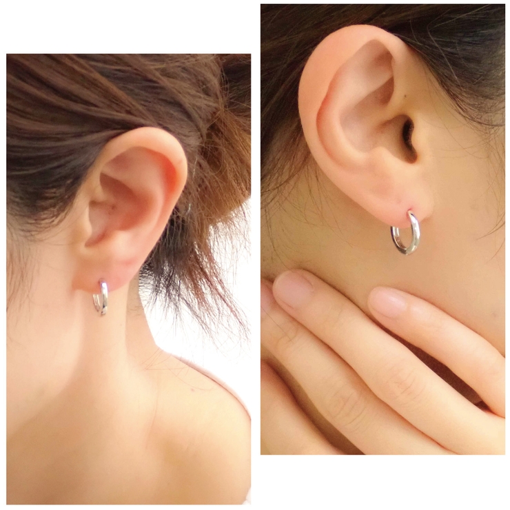 角の有るスタイリッシュな形 カチッと止まるワンタッチフープピアス 中折れタイプ | アクセサリーショップPIENA | 詳細画像7 
