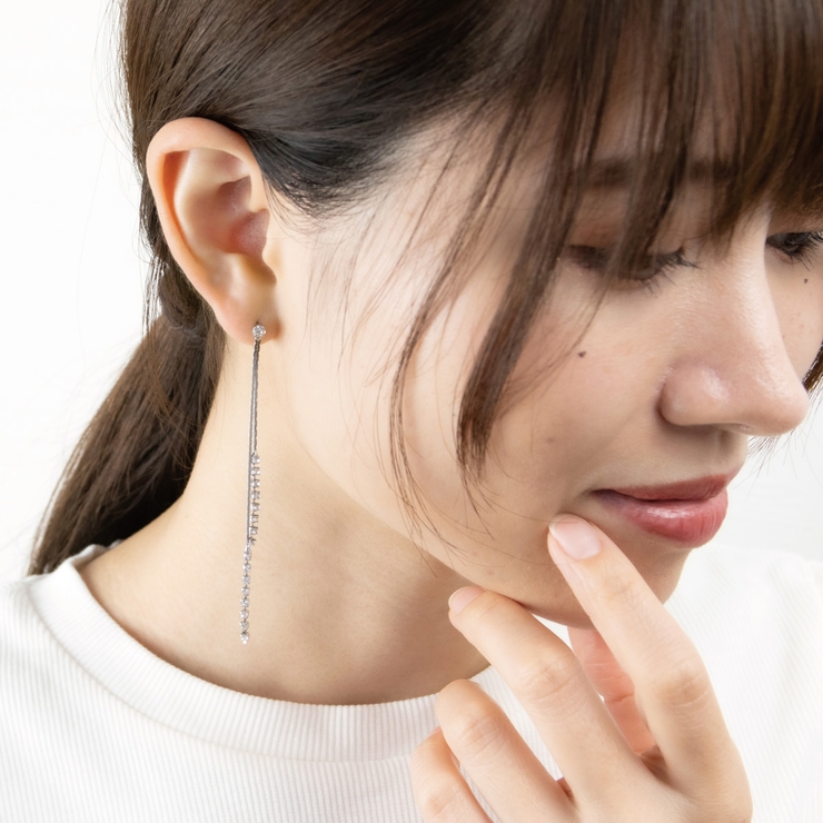 ラインストーン揺れる輝きピアス チタンポスト シルバー ゴールド 国産 日本製 | アクセサリーショップPIENA | 詳細画像6 