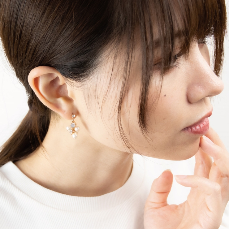チタン製ポスト フェイクパールじゃらじゃらフリンジ 日本製 | アクセサリーショップPIENA | 詳細画像5 