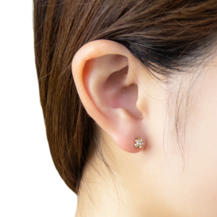 ラインストーンお花型ピアス チタンポストでアレルギーも安心 セカンドピアスにオス… | アクセサリーショップPIENA | 詳細画像6 
