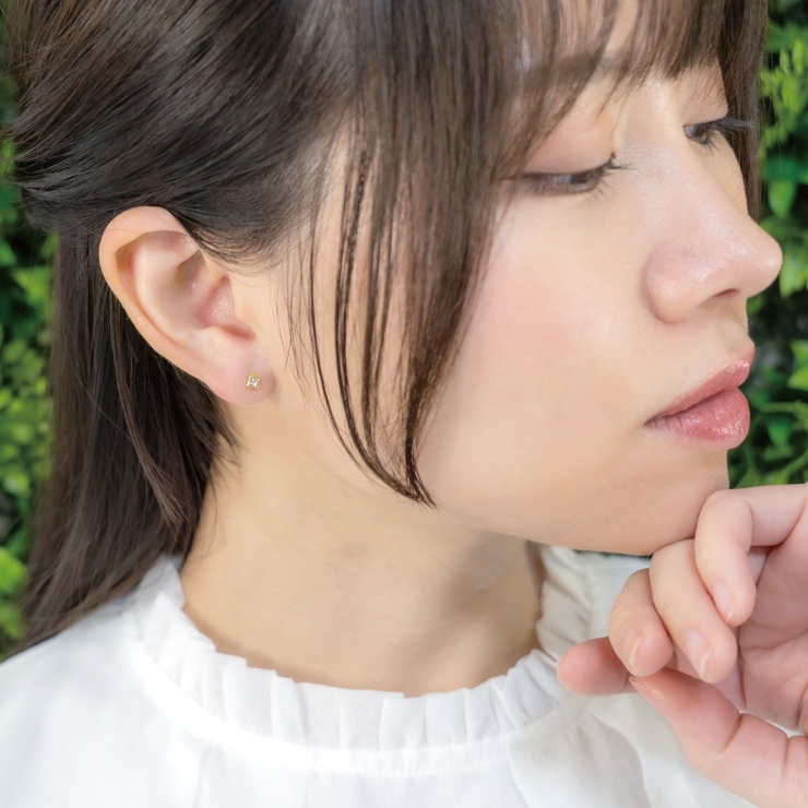 小さなスクウェアピアス ラインストーン スタッドピアス | アクセサリーショップPIENA | 詳細画像5 